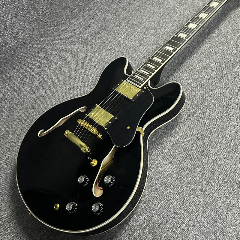 Great Black Electric Guitar Rosewood Fingerboard Maple Body 22 Tone Position Top