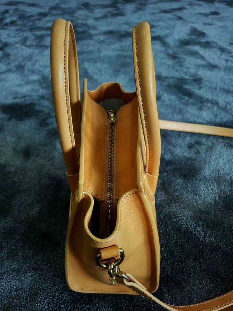 Cowhide zipper crossbody bag