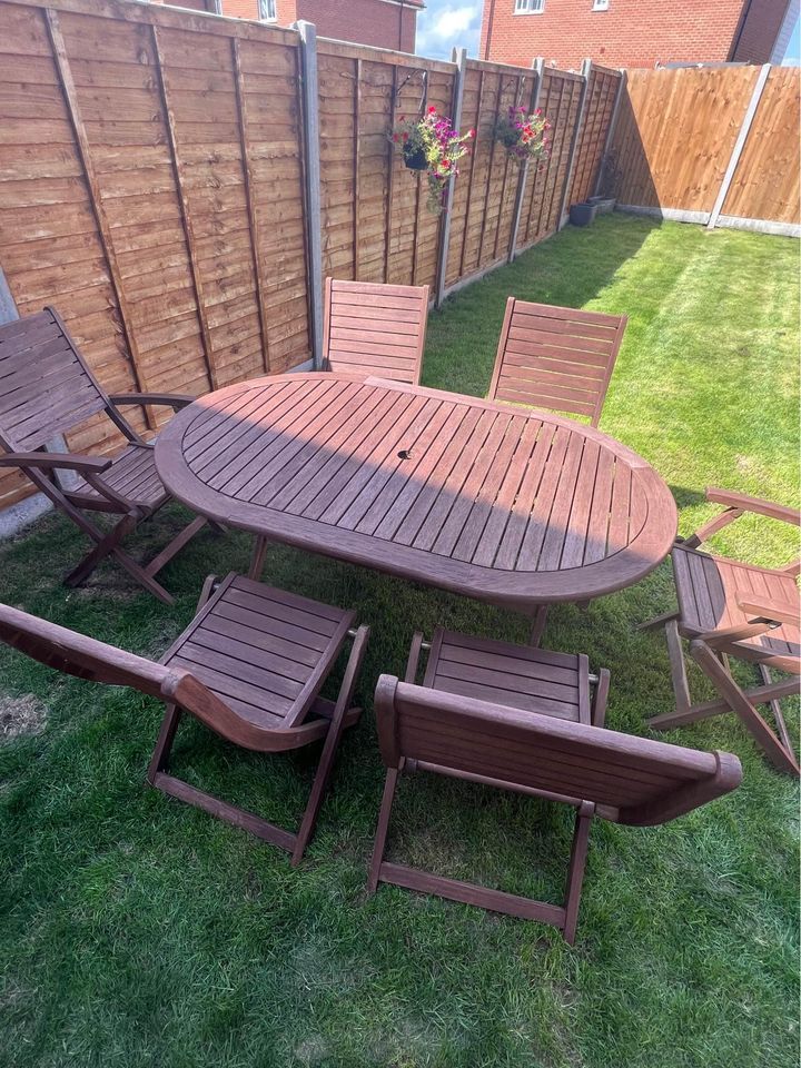 Six seater garden table and chairs