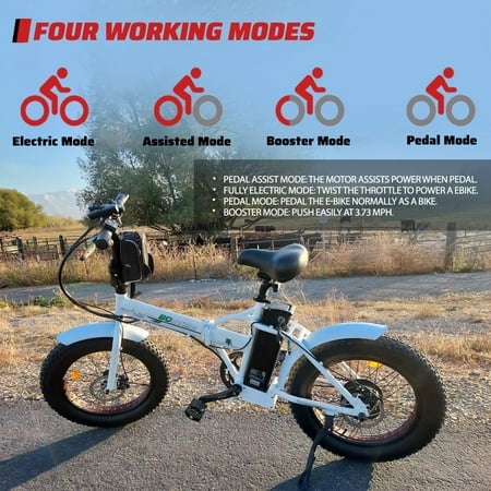 ECOTRIC 20in Folding Fat Tire Electric Bike, 500W