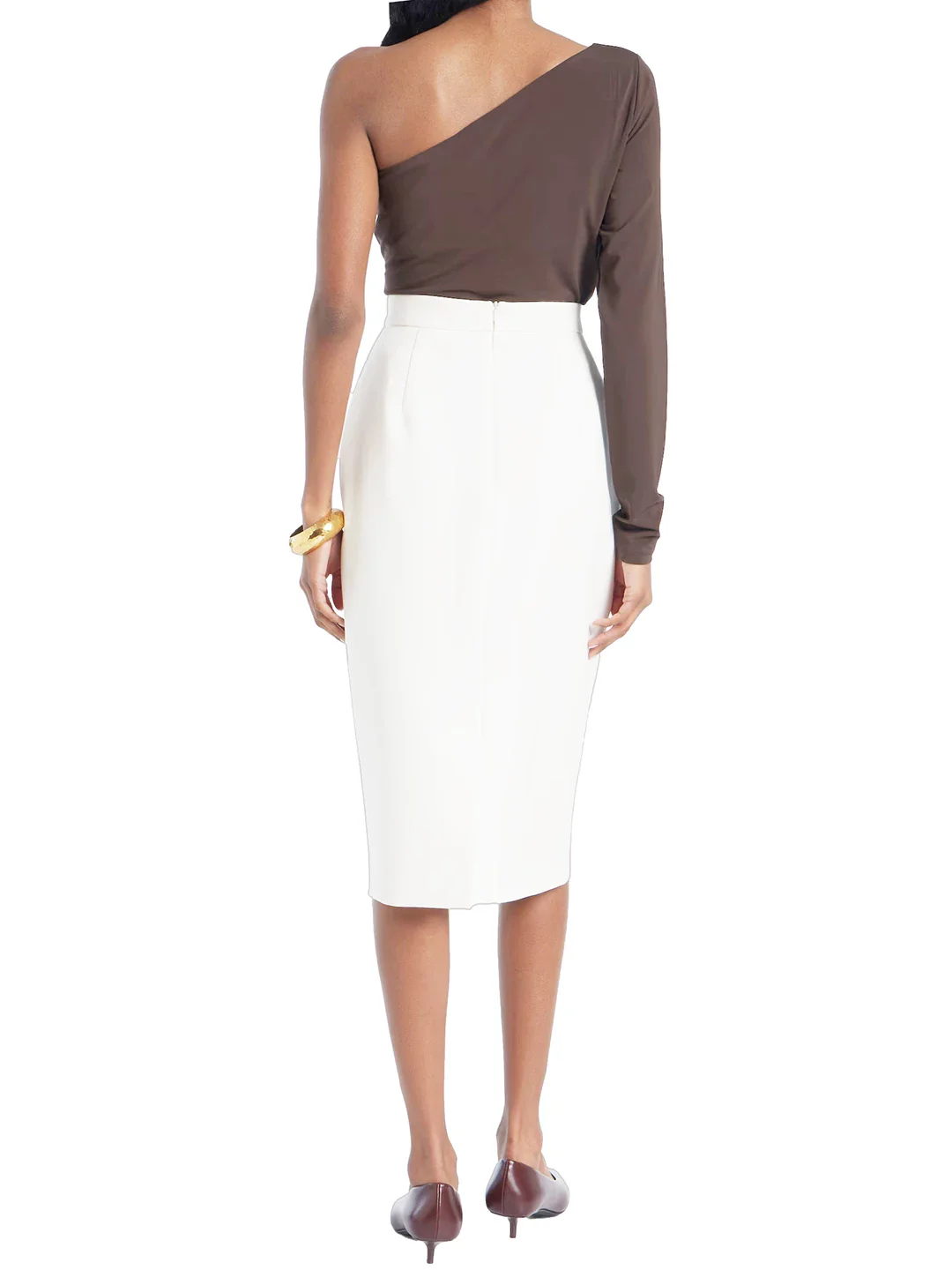 White knee-length pencil skirt