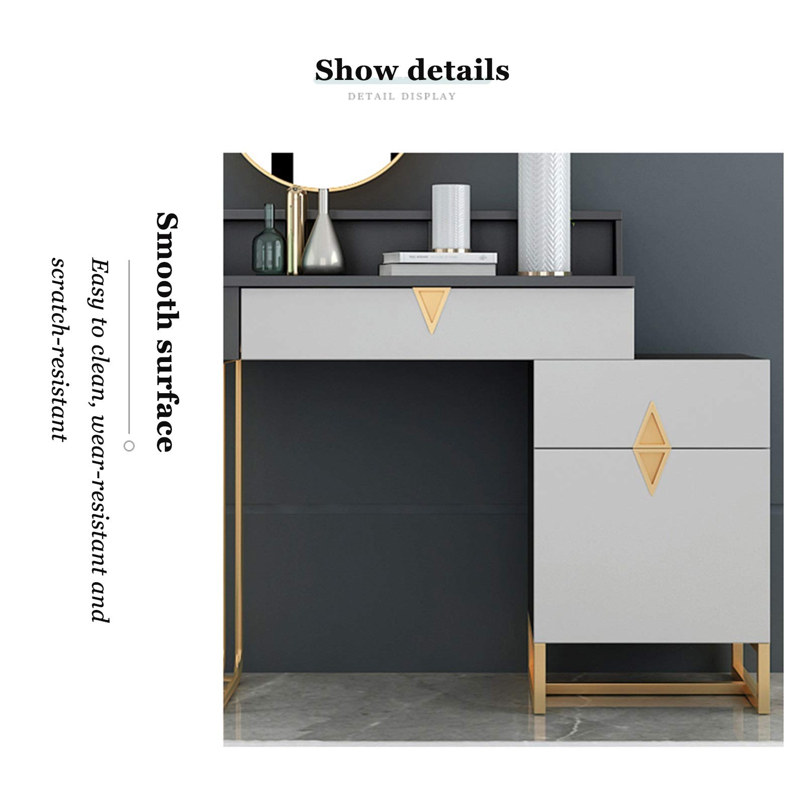 Dresser Modern Dressing Table Vanity Table Set with Sliding