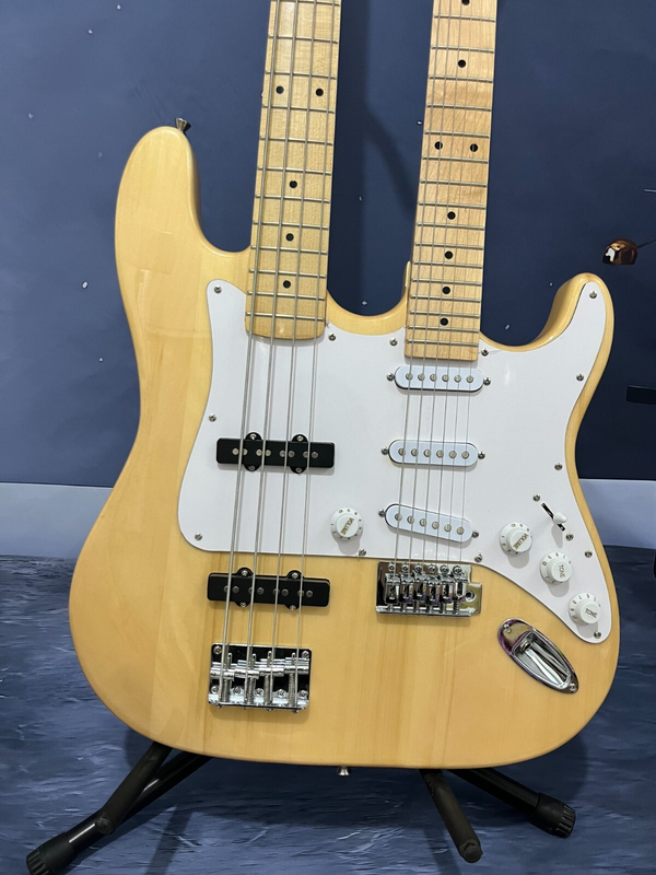 Factory electric guitar and bass double neck ST+PB Natural Color
