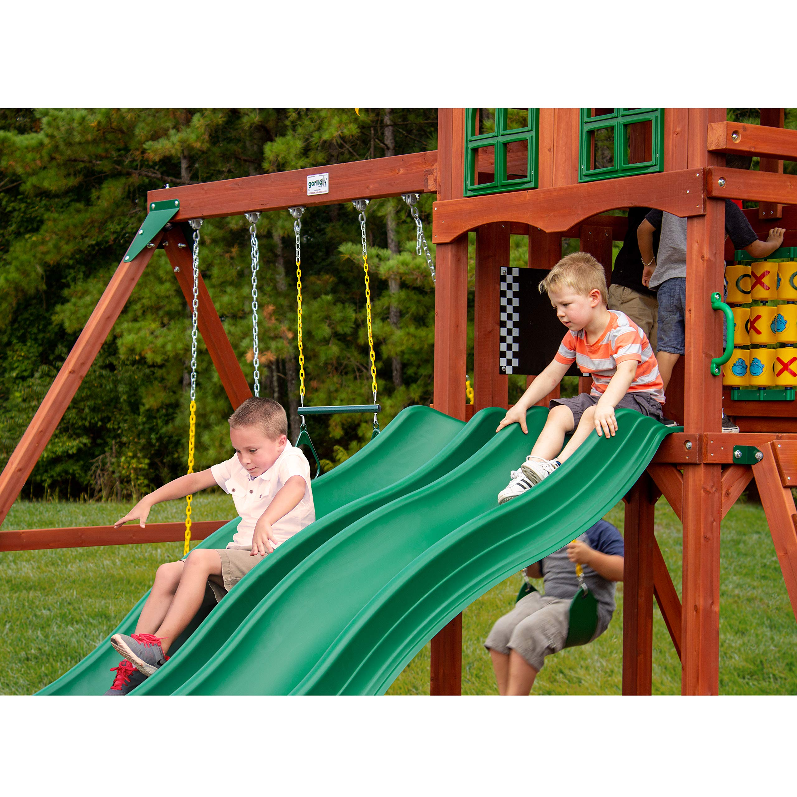 Deluxe Wooden Swing Set with Vinyl Canopy Roof