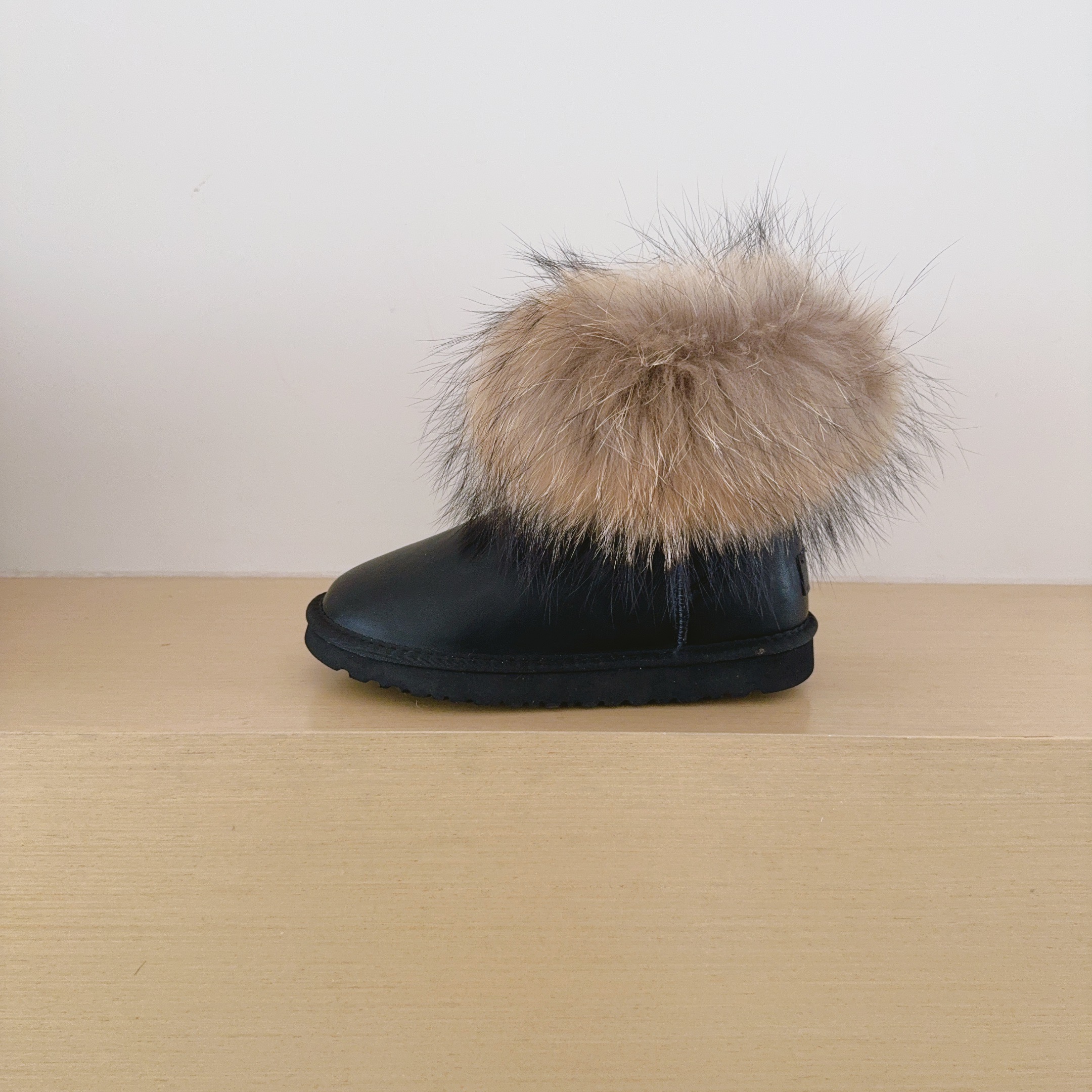 UGG Kids 5854 Genuine Fur Trim Low-Cut Boots