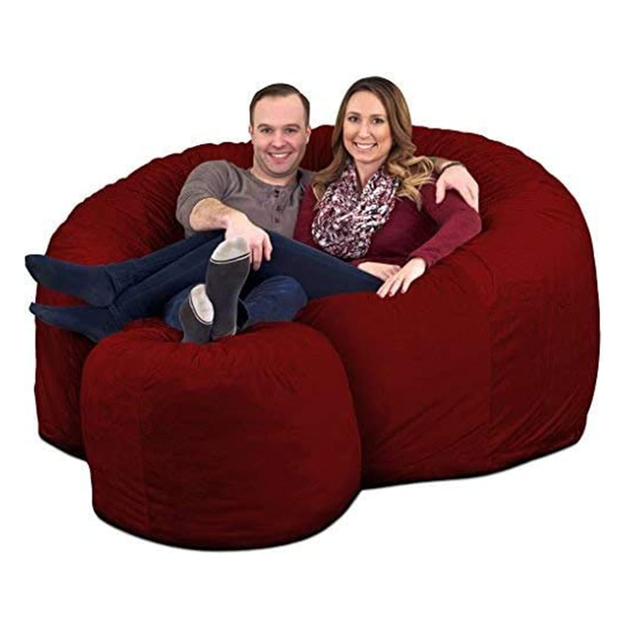 6000 Bean Bag Chair withFootstool: Giant Foam-Filled Furniture
