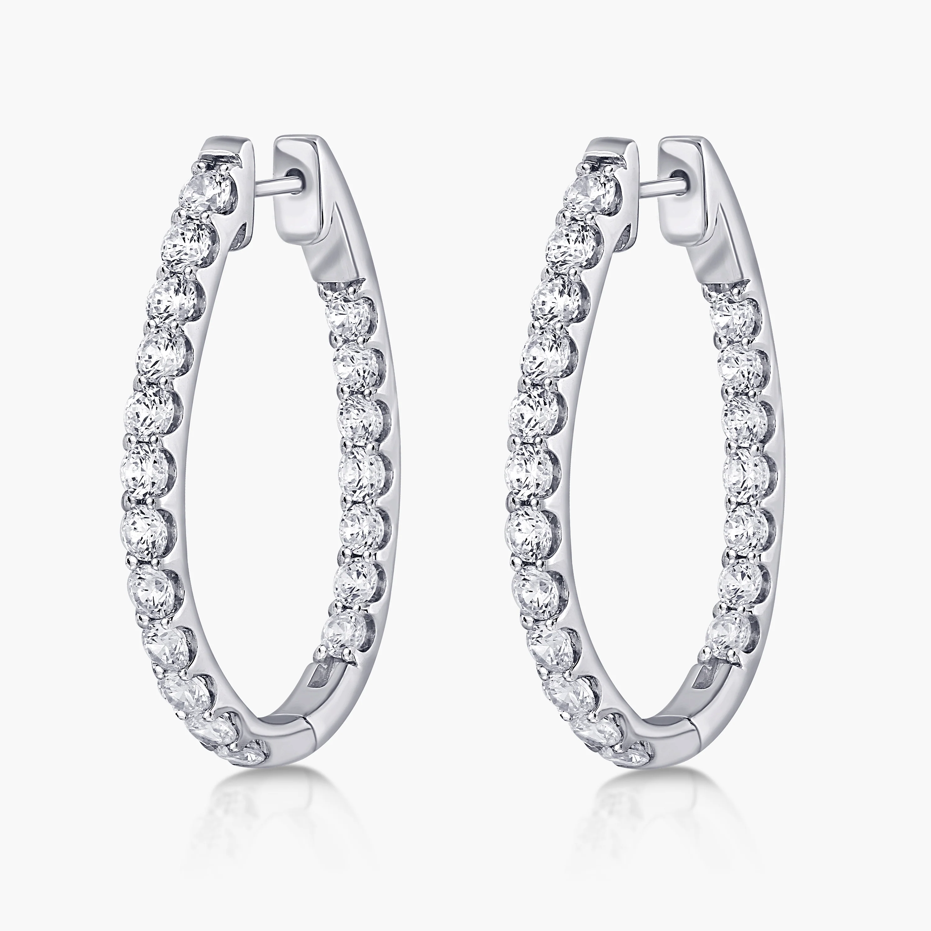 Round Lab Grown Diamond Pave Oval-Shaped Inside-Out Hoop Earrings