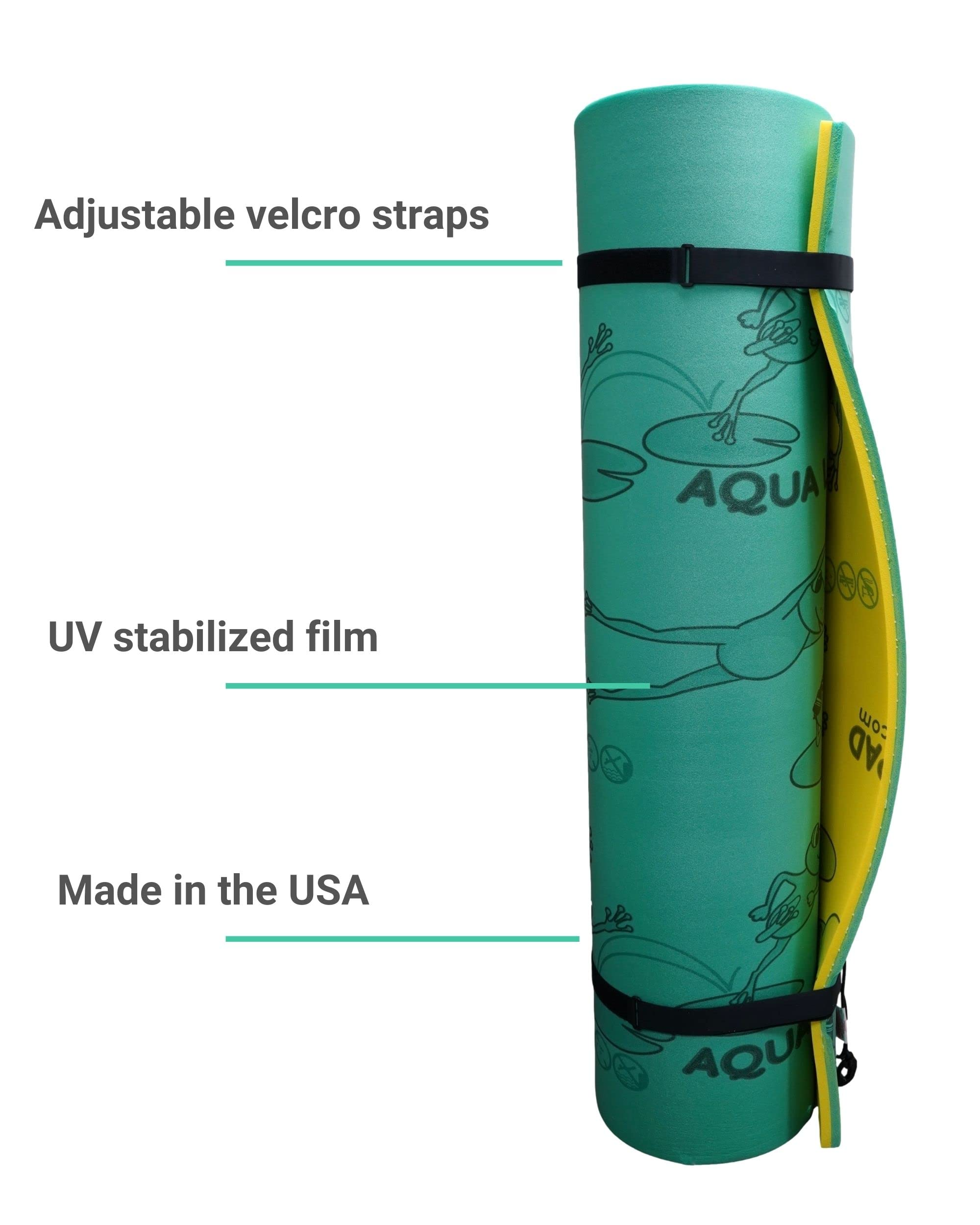 Floating Water Mat, 2 Layer FlexCore Green / Yellow Foam Raft