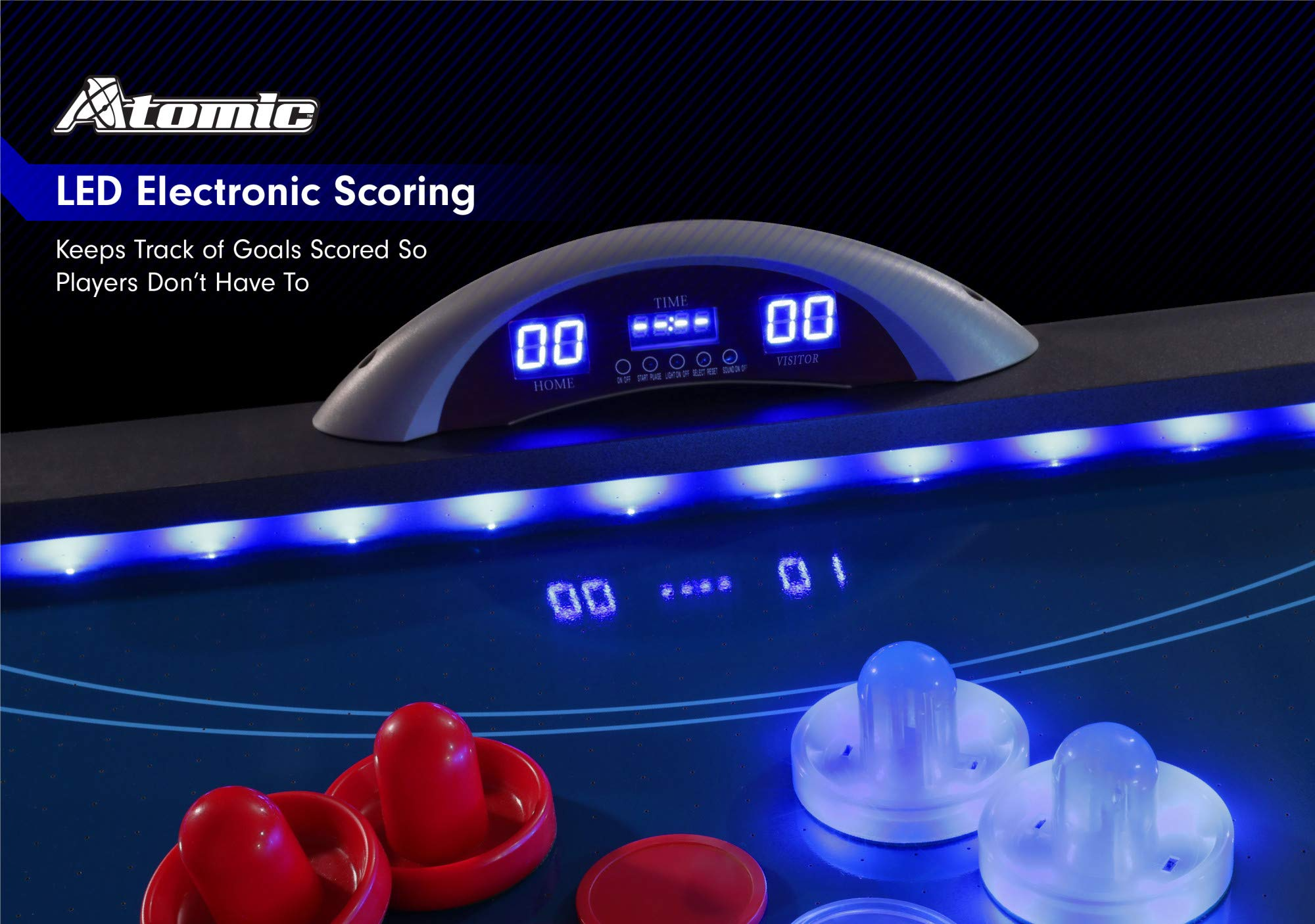 7.5 ft LED Light UP Arcade Air Powered Hockey Tables - Includes