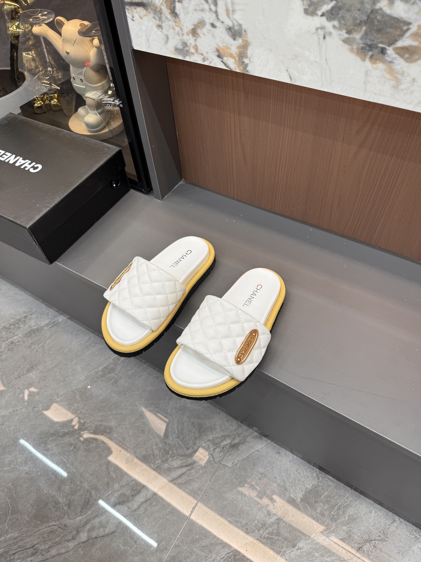 Chanel Platform Slide Sandals - Black & White