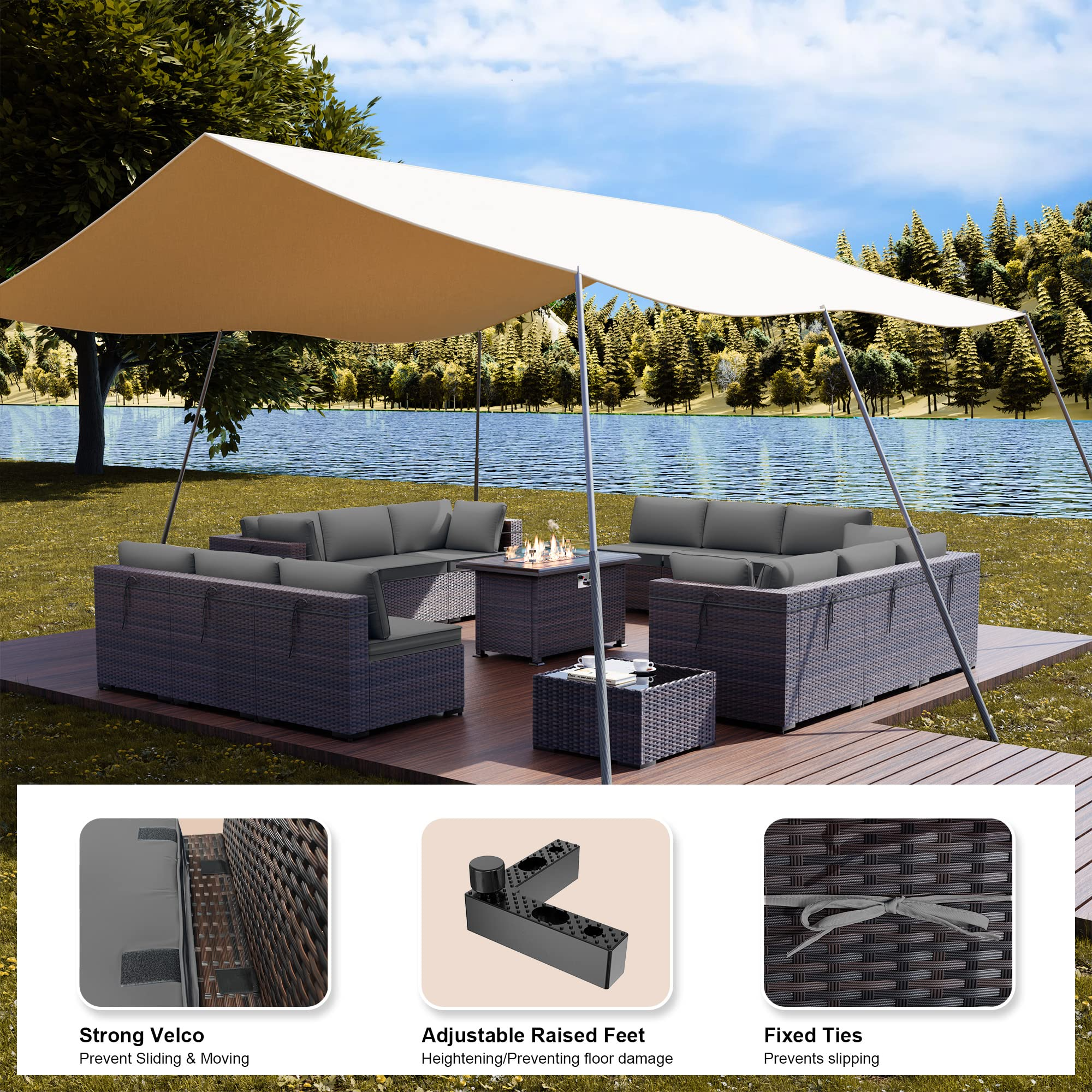15 Pcs Patio Furniture Set with 43