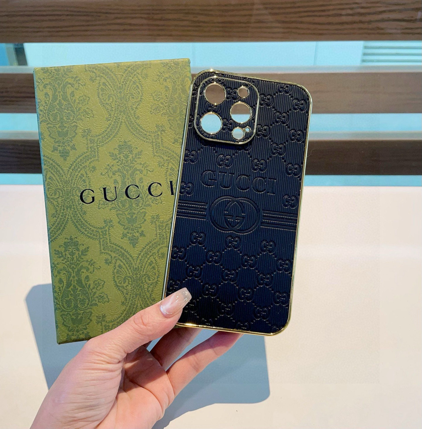 Gucci Electroplated Side Embossed Phone Case | Full Coverage Precision Cutout