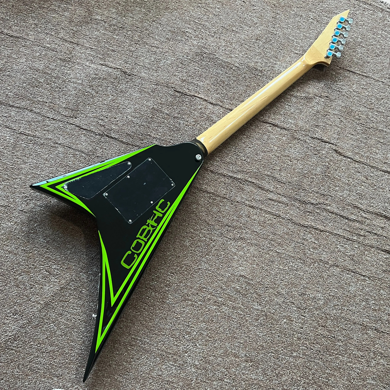 NEW ARRIVAL V Shape Electric Guitar Green Skull Print Alexi Laiho Rock Guitar