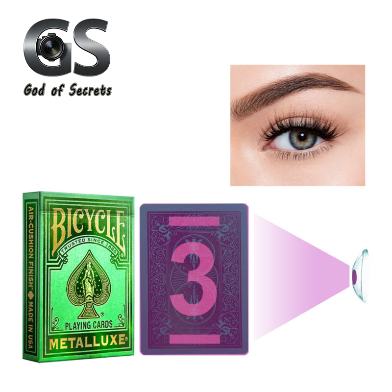 Bicycle Marked Cards Poker: Gold Stamping Green Edition for Poker Cheating Contact Lenses