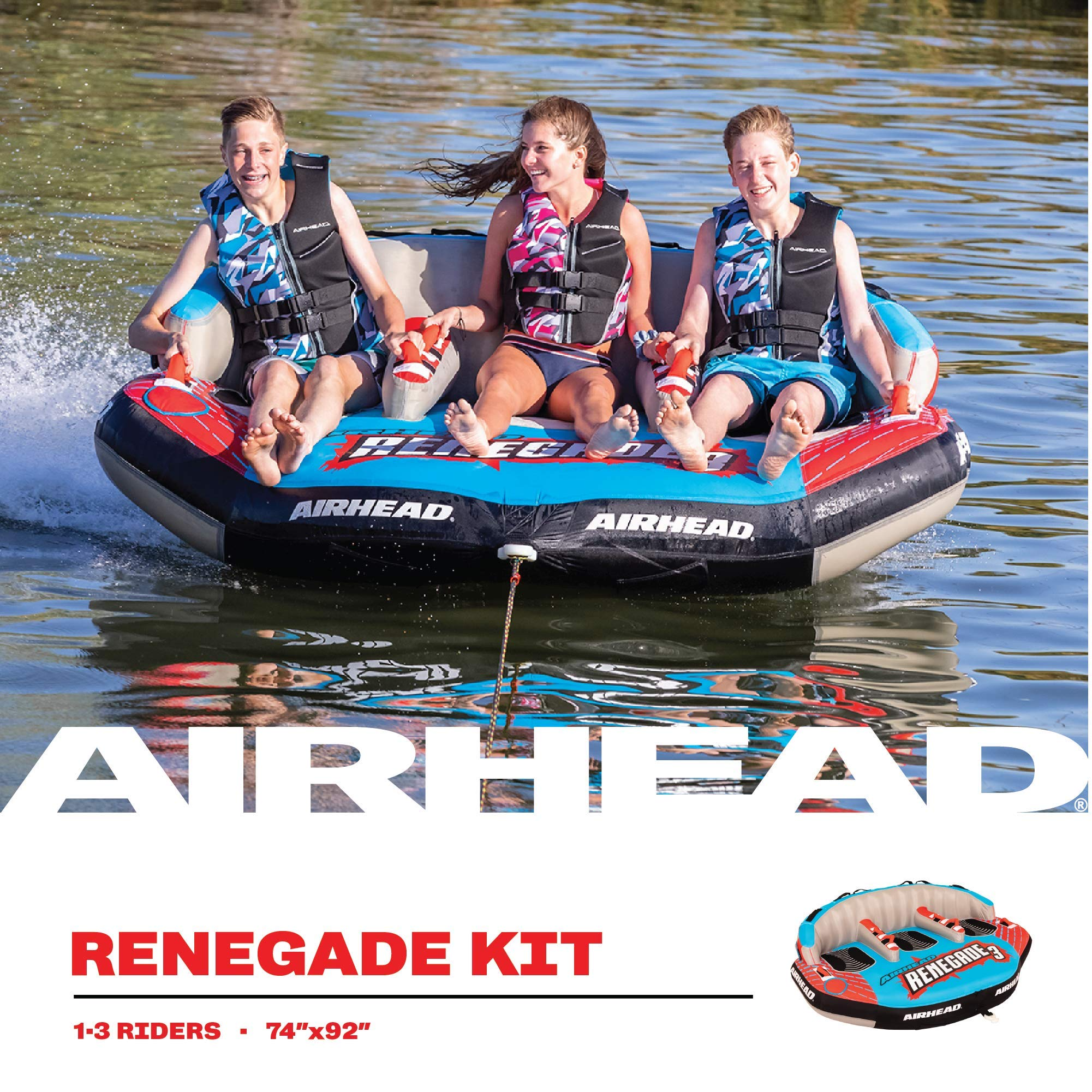 3 Person Inflatable Towable Water Tube Seat Rider Boating