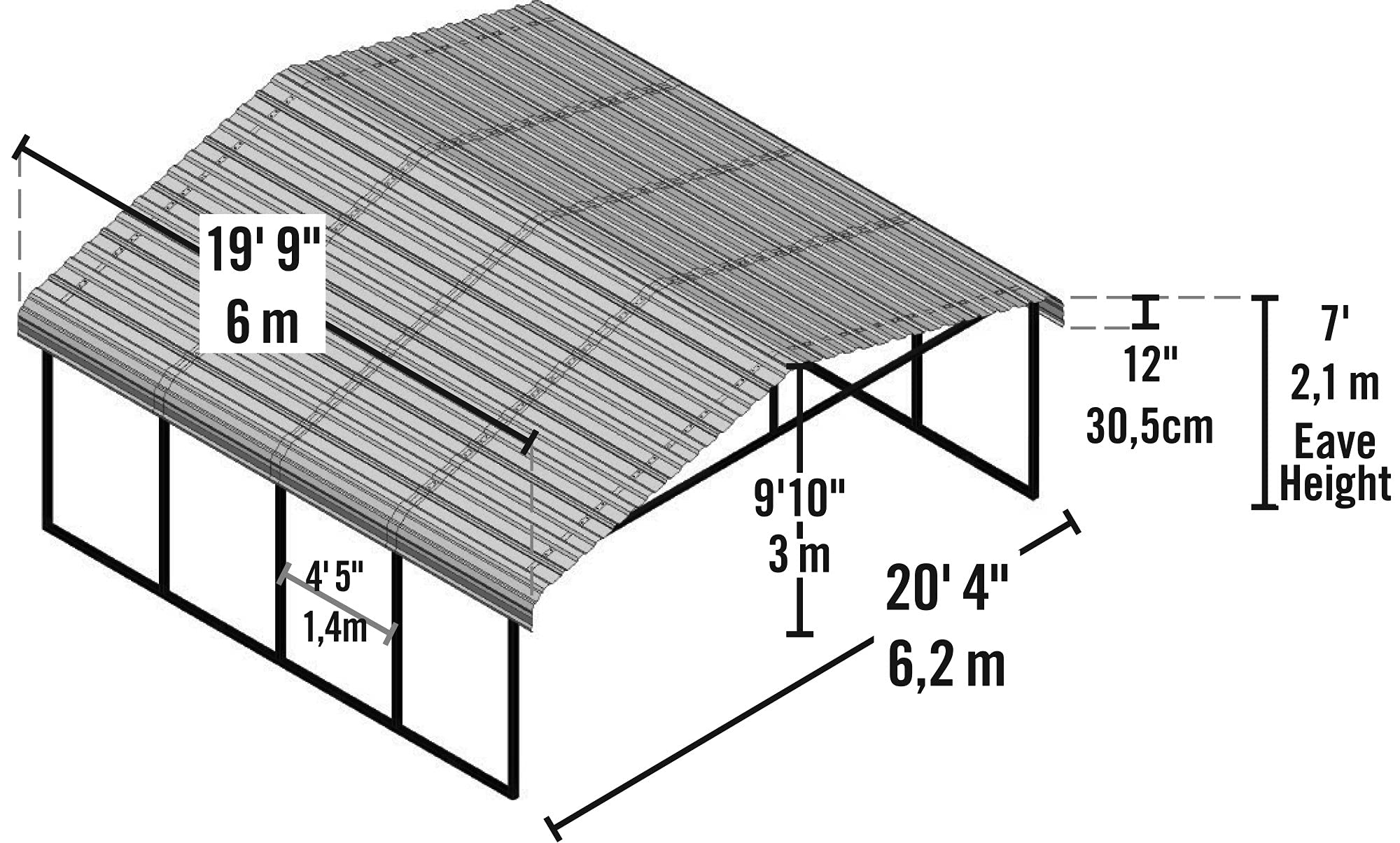 20' x 20' 29-Gauge Metal Carport with Steel Roof Panels