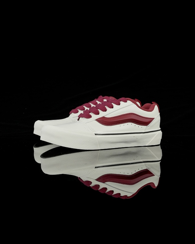 Vans Knu Skool White Red Leather Chunky Sneakers