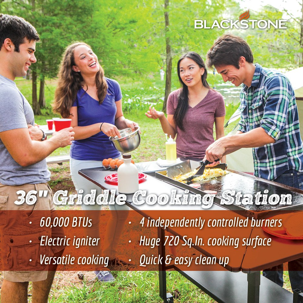 Blackstone 36 Inch Gas Griddle Cooking Station 4 Burner Flat