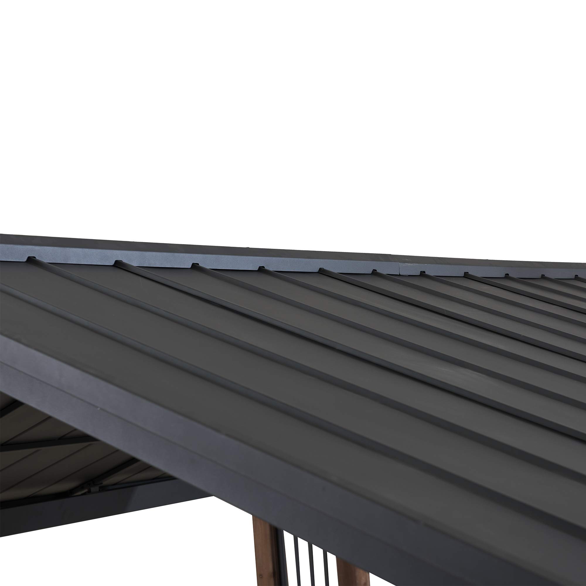 Outdoor Cedar Frame Wood Gazebo with Black Steel Hardtop Roof