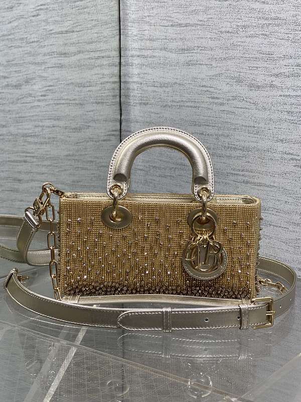 Lady D-Joy Bag Small Gold Beaded