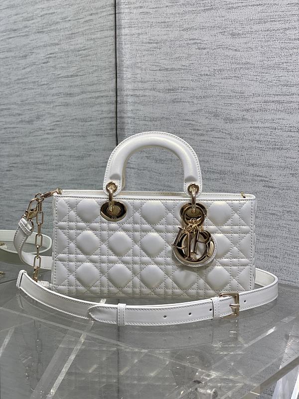 Lady D-Joy Bag Large Pearl White Patent