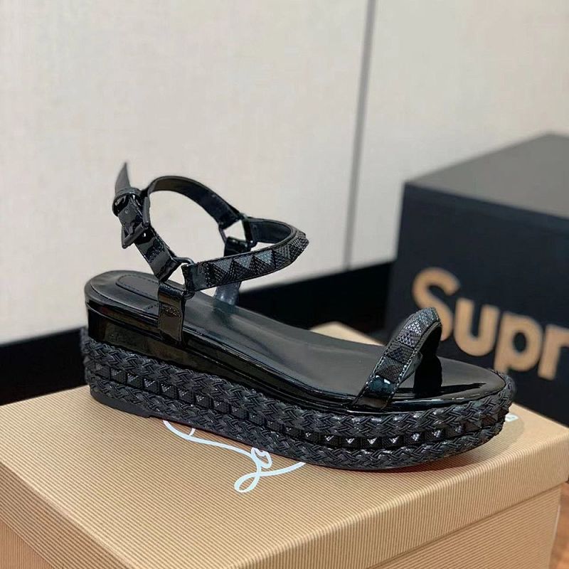 Christian Louboutin NO700 Black Crystal Platform Sandals