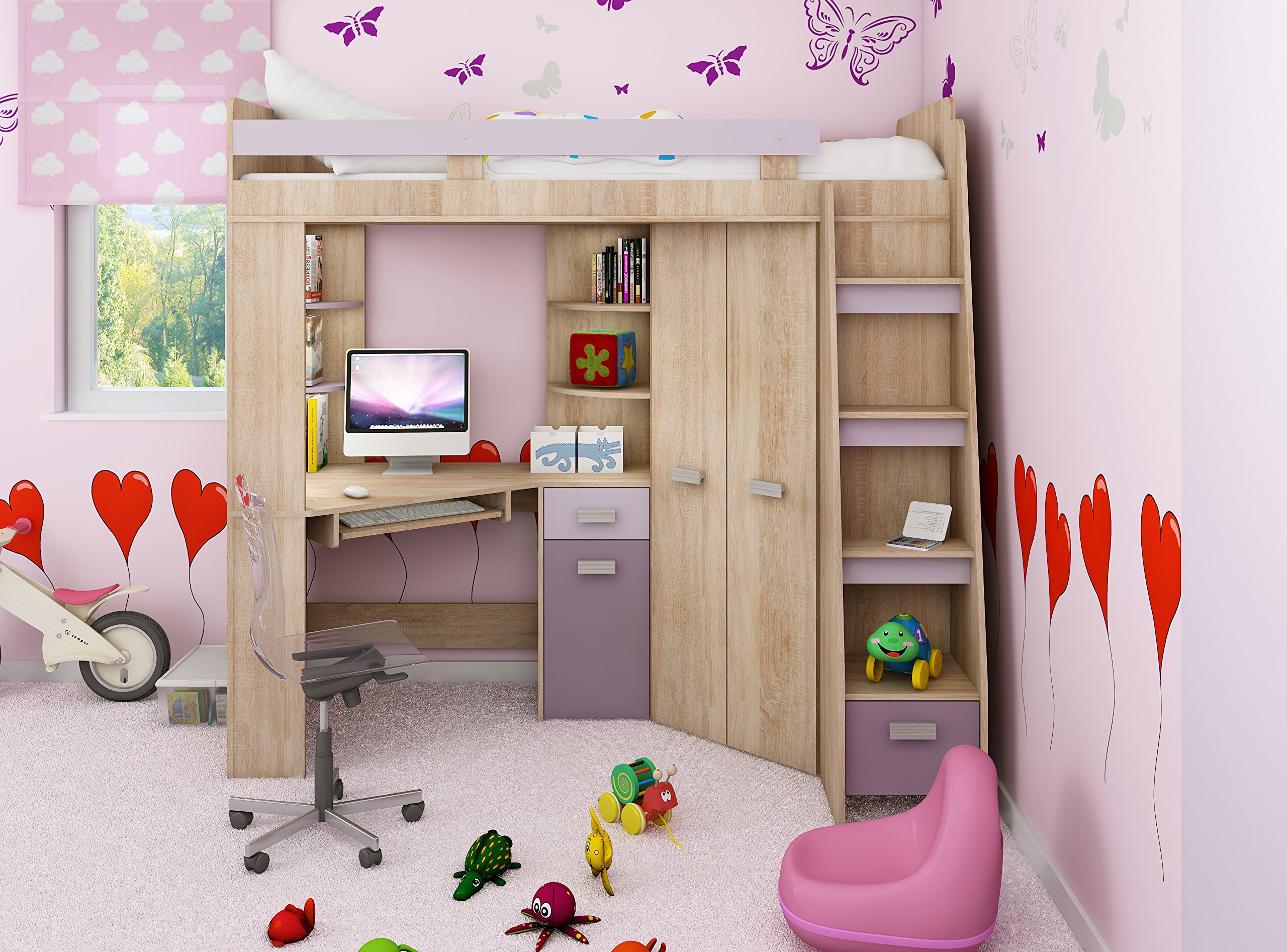 High Sleeper/Bunk Bed - All In 1 Right or Left Hand-side Stairs