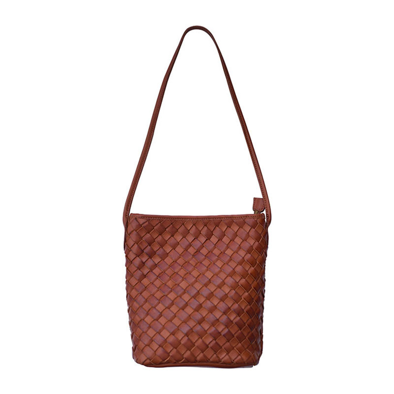 Handwoven Leather Bucket Tote