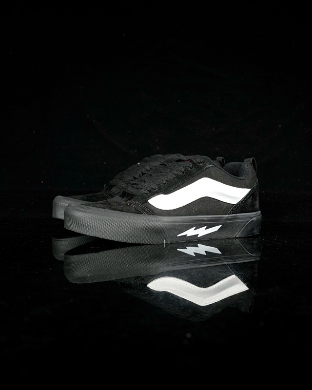 Vans Knu Skool Triple Black Lightning Chunky Sneakers