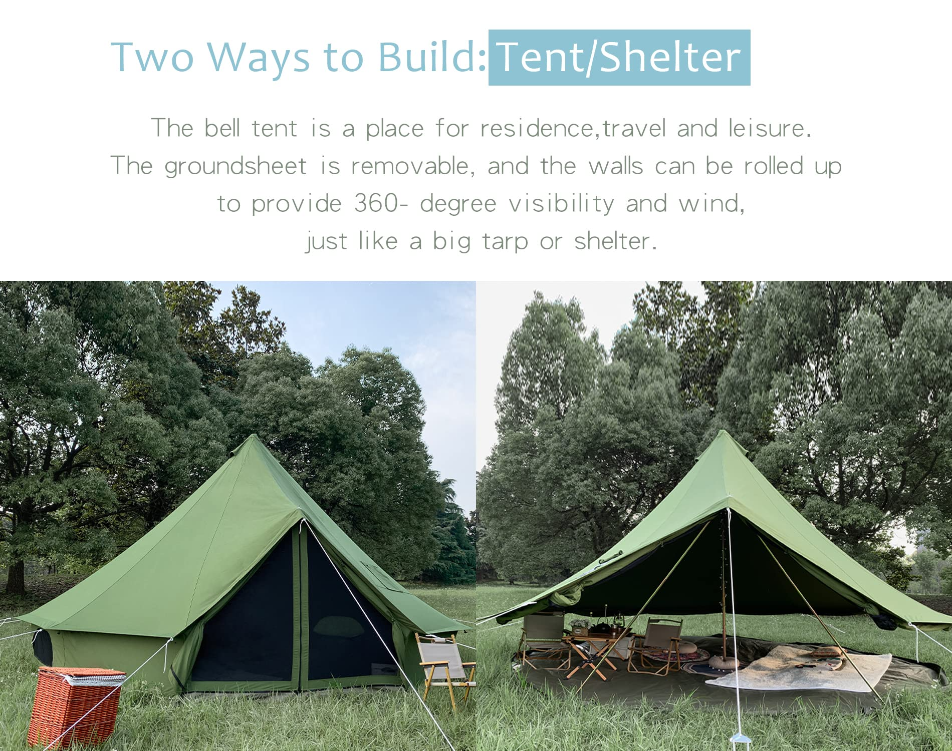 Breathable 100% Cotton Canvas Bell Tent