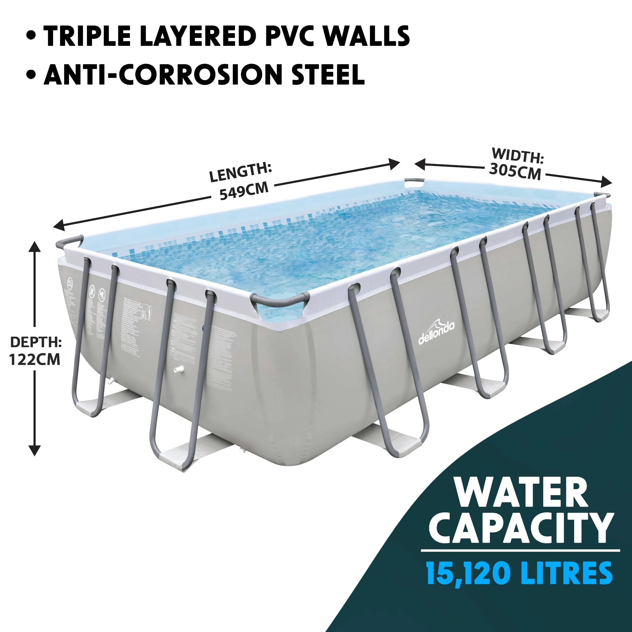 18ft Deluxe Steel Frame Swimming Pool