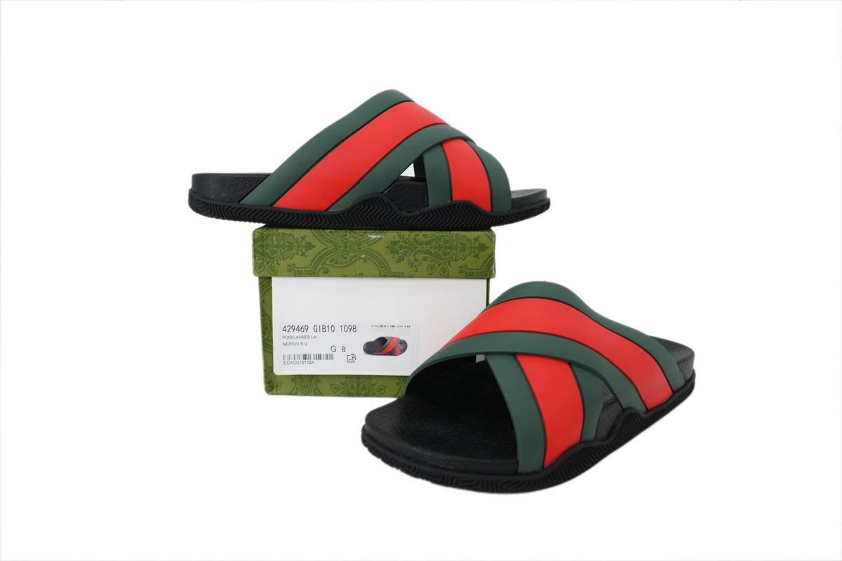 GUCCI Rubber Slide Sandal Red Green