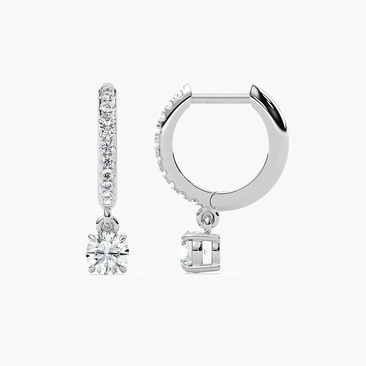 2/3 ctw Round Lab Grown Diamond Solitaire Drop Huggie Hoop Earrings
