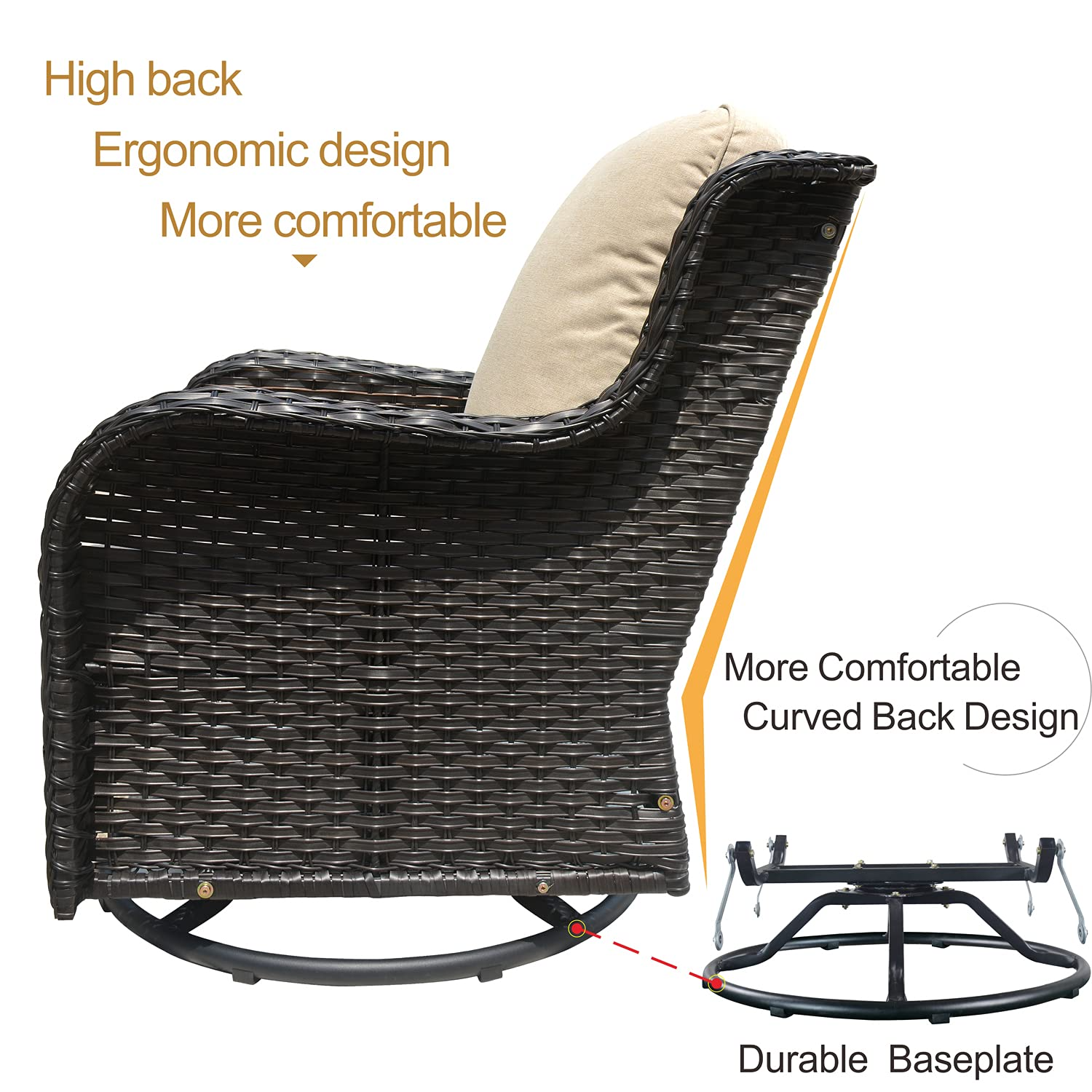 Patio Chair Wicker Swivel Rocker Patio Chairs Set of 2 &