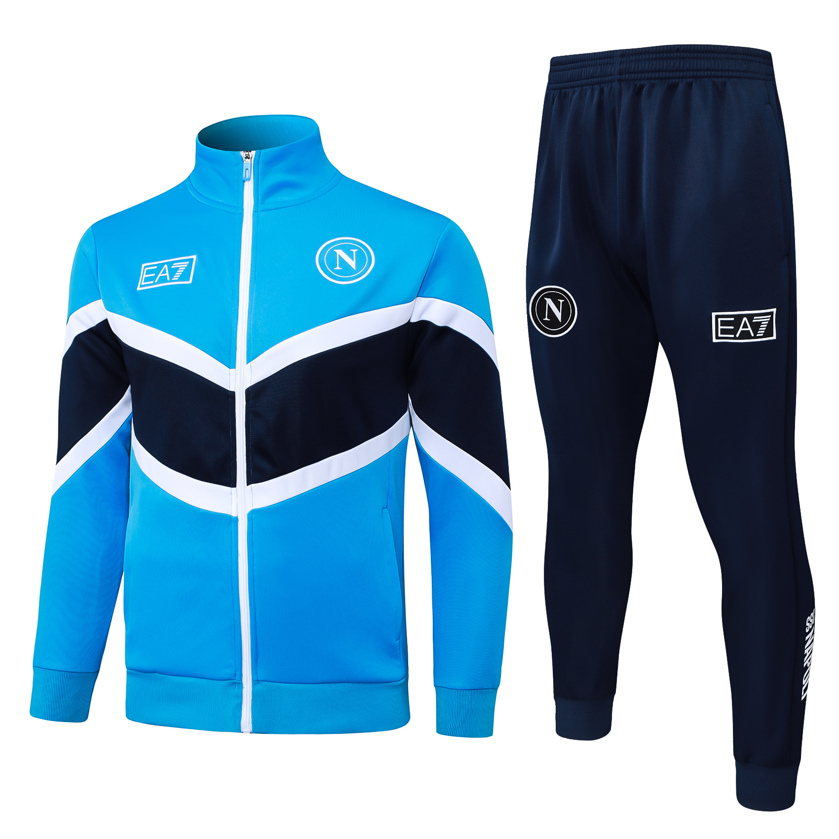 Adult/ Kids 2526 Napoli Full zipper Training Suit Blue