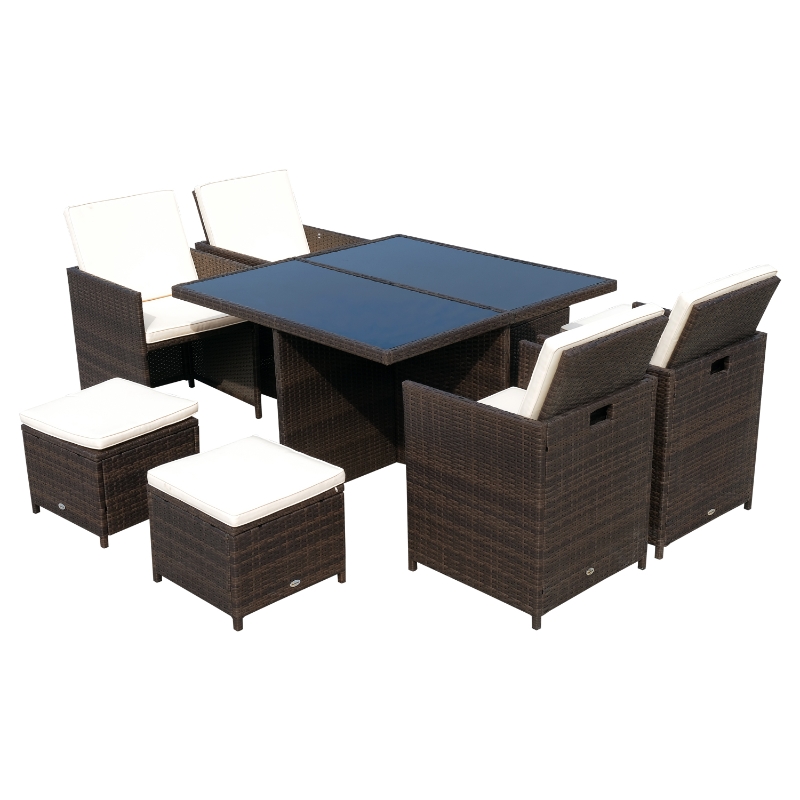 Patio Dining Sets Space Saving Rattan Chairs with Glass Table