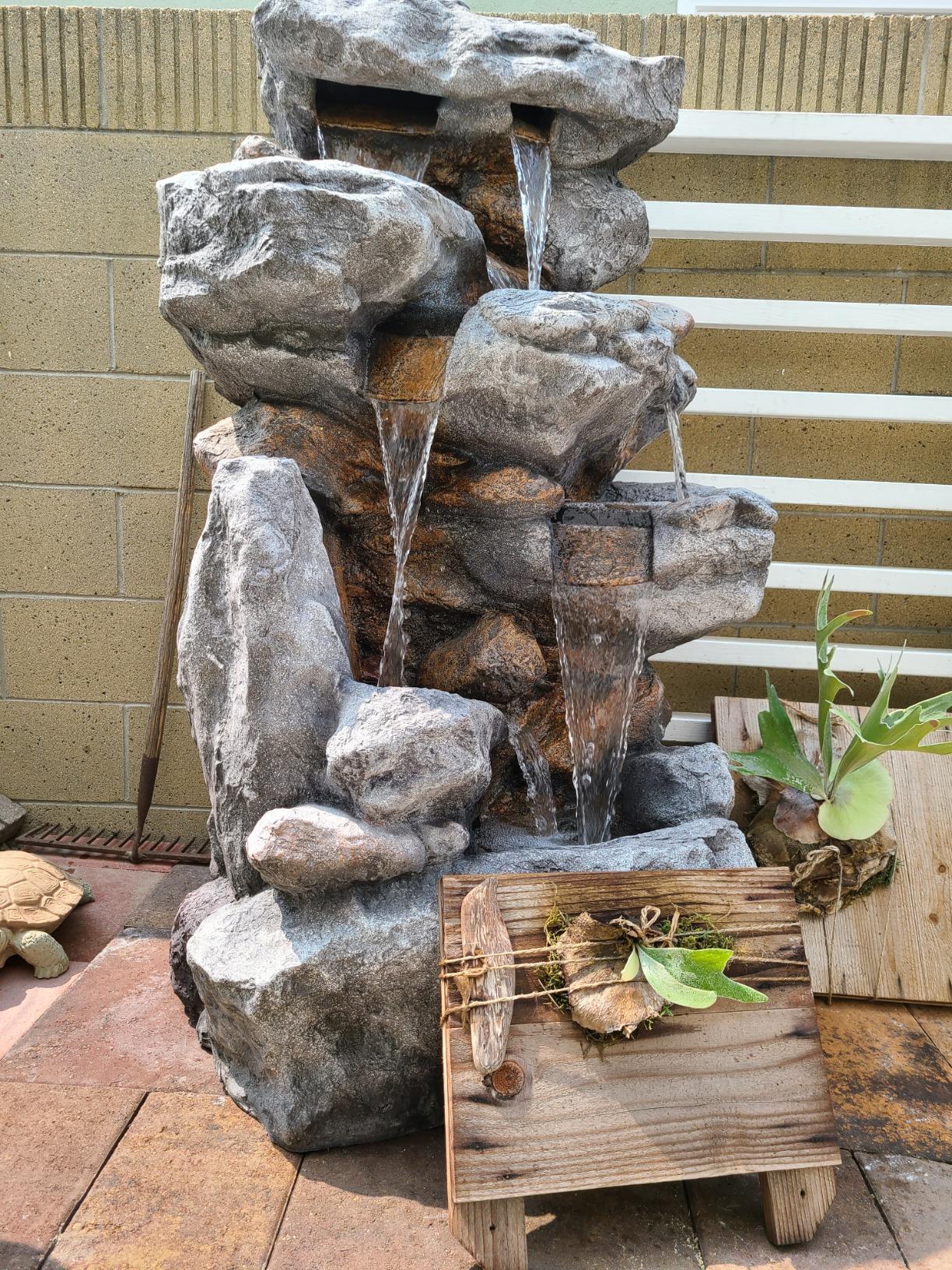 Rainforest Rock Tiered LED Lights Floor Fountain