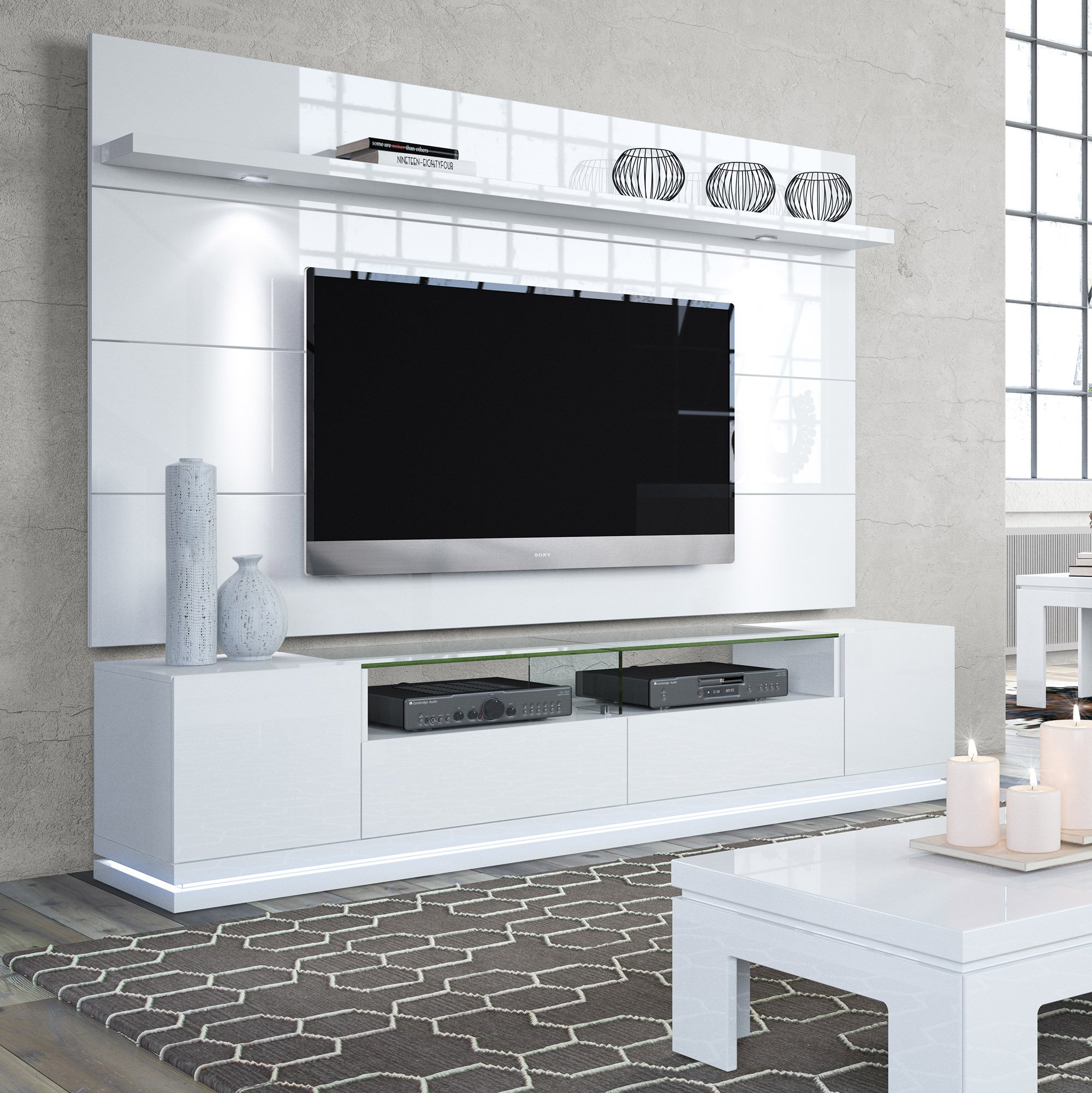 Vanderbilt TV Stand and Cabrini 2.2 Floating Wall TV Panel with