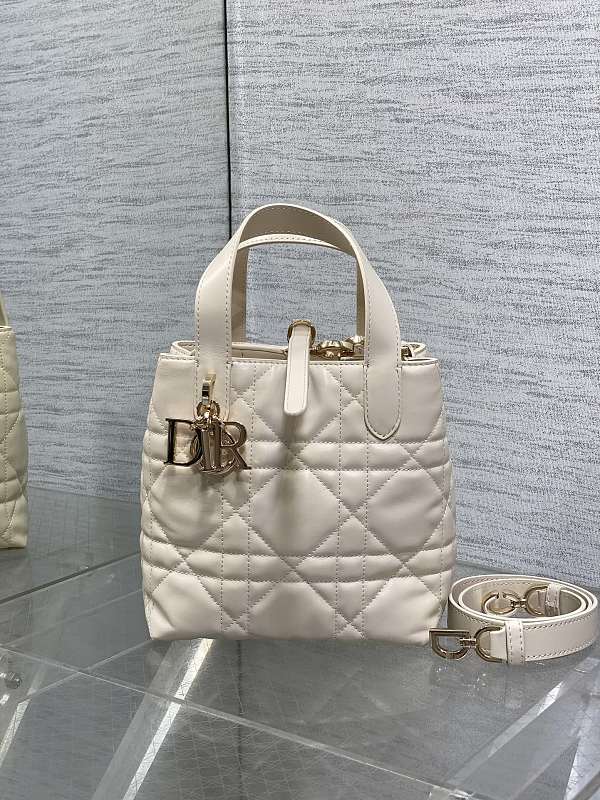 Dior Toujours Vertical Tote Bag Small Ivory Leather