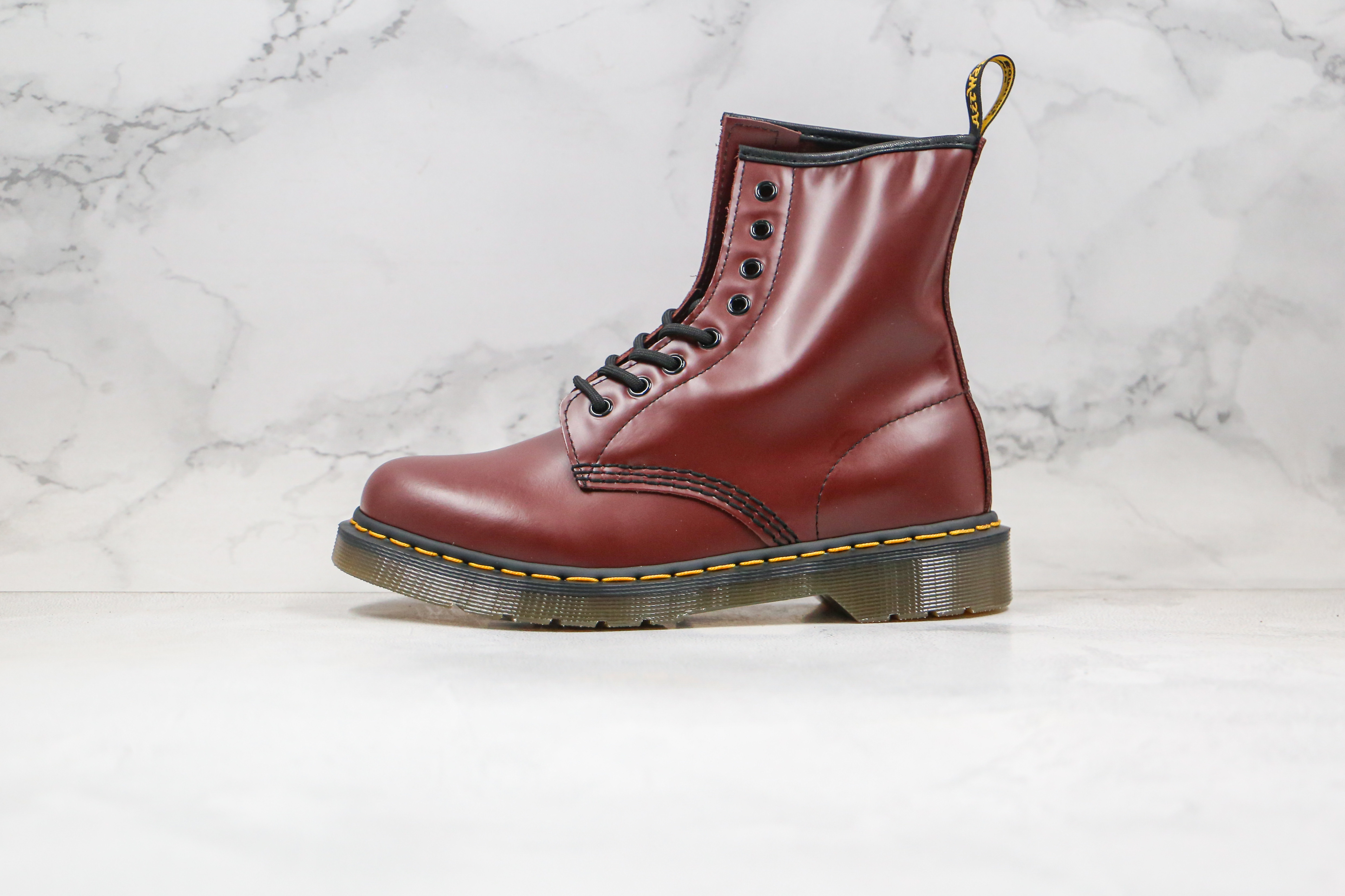Dr. Martens Burgundy Smooth Leather 8-Eye Boots