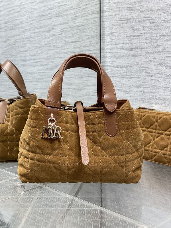 Dior Toujours Tote Bag Small Tan Suede