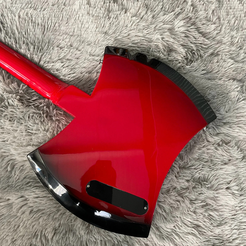 4Strings Marcelin Red Panel Axe Bass Electric Guitar Neck Through Body