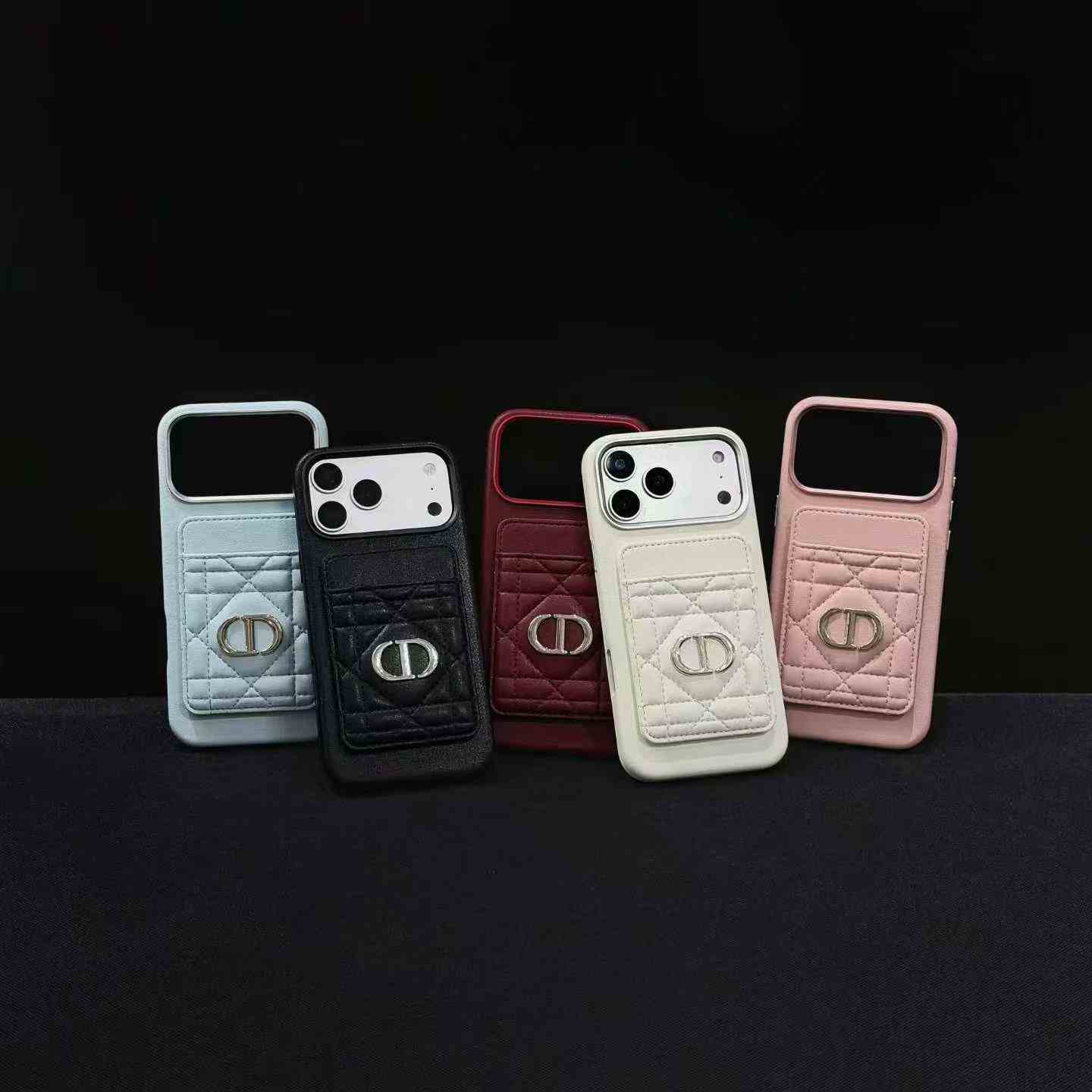 Rhombus Quilted Faux Leather Wallet Flip Phone Case, Metal Oval Ornament Card Slot Shockproof Cover For Vertical Foldable Phone