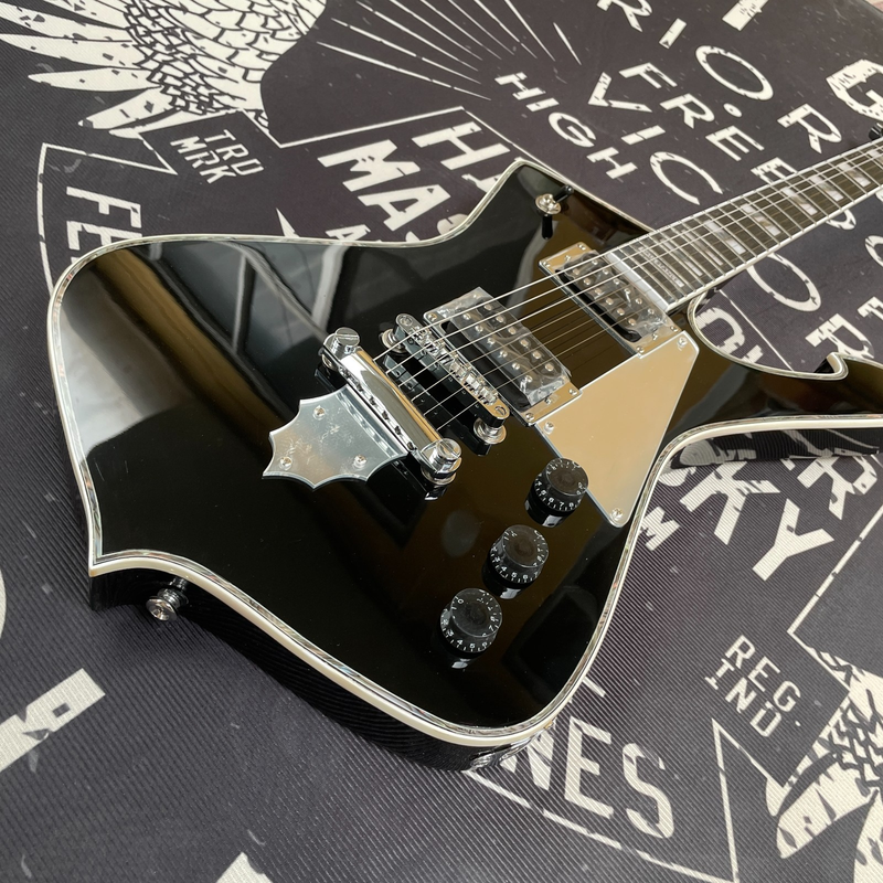 BLACK Iceman Electric Guitar 6String HH Chrome Bridge Free Shipping