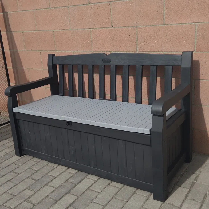 Solana Chic Elegant Wood-Look Storage Bench with Comfy Durable