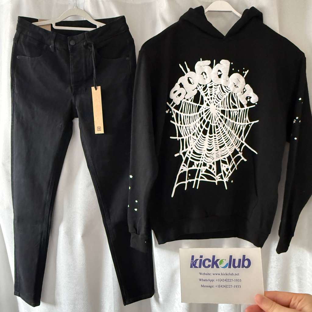 Sp5der Worldwide Black OG Web Hoodie + Ksubi Jean Black 3004