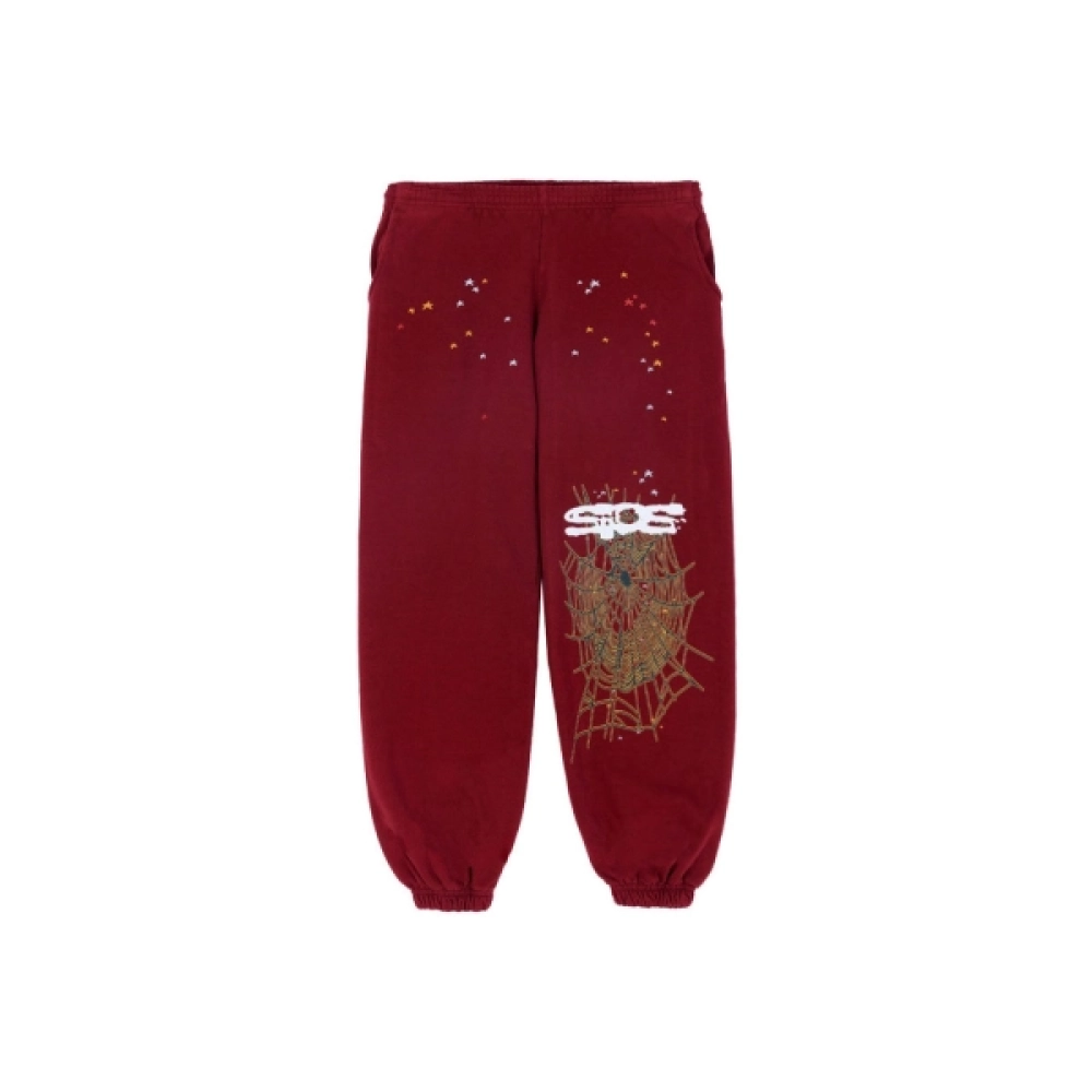 Sp5der Hoodie Maroon+Sp5der Logo Sweatpant Maroon - ogsneaker