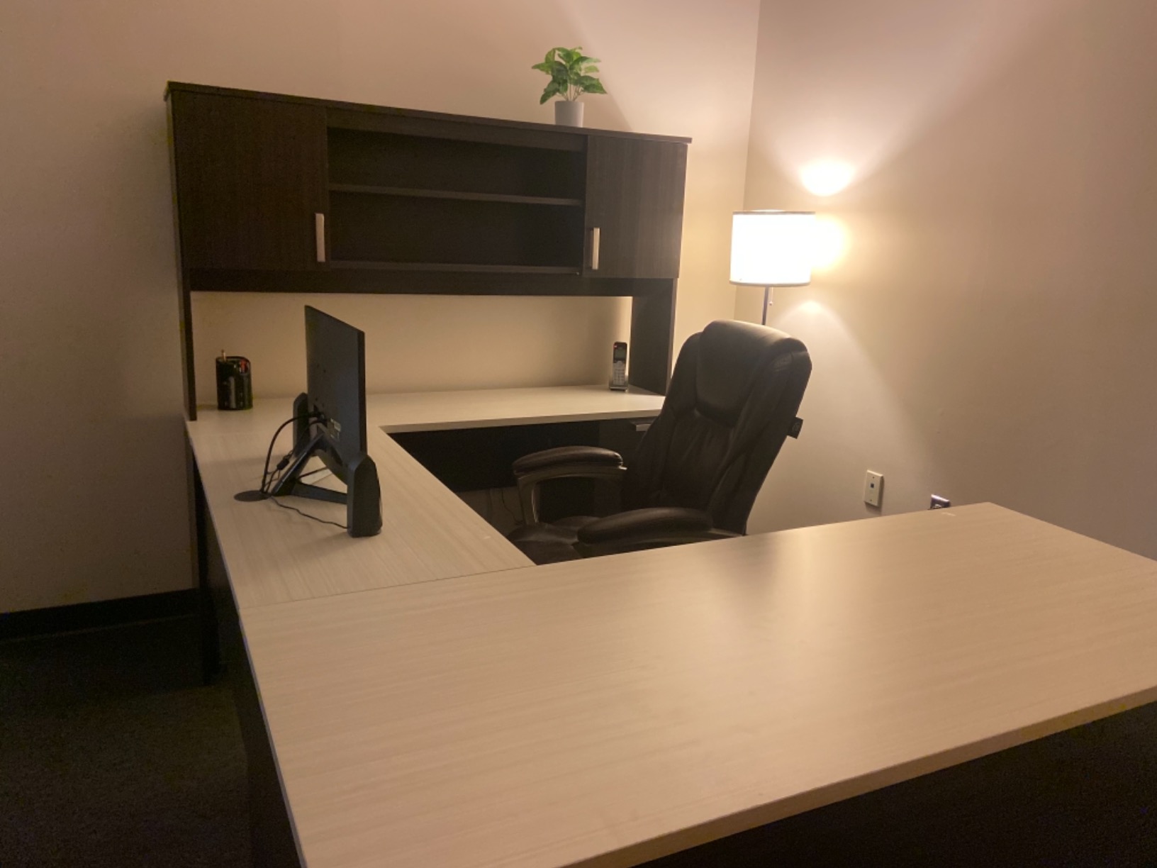 Bestar Ridgeley U-Shaped Executive Desk with Pedestal and Hutch