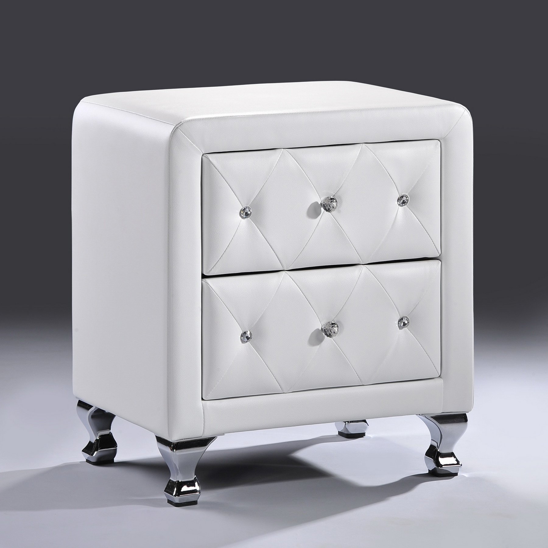 Stella Crystal Tufted Upholstered Modern Nightstand
