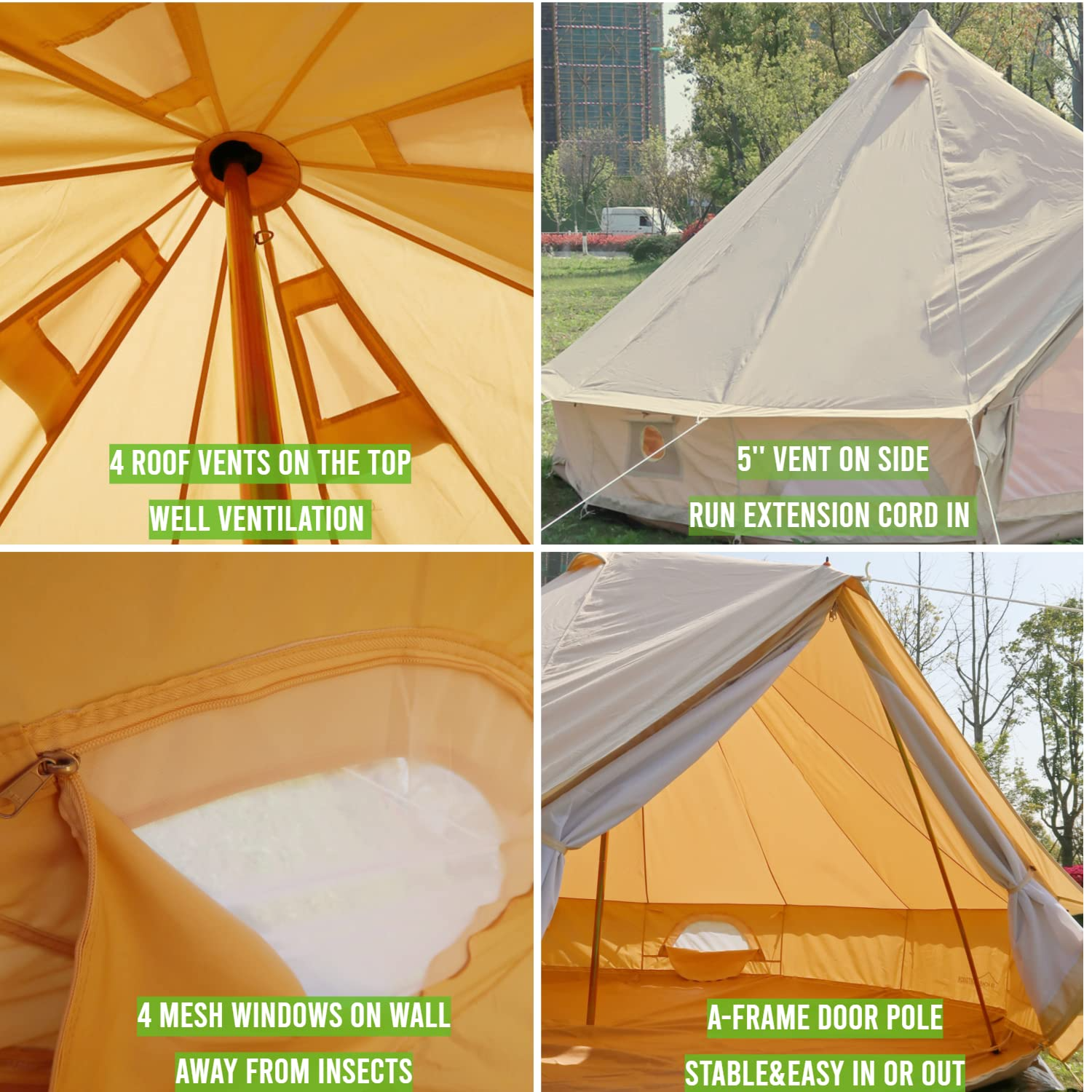 Waterproof Cotton Canvas Yurt for Family Glamping